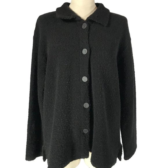 Coldwater Creek Women's Size XL** Black Wool Blend Button Front Jacket - Picture 1 of 9